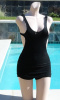 Vintage 30s Black Wool Swimsuit M